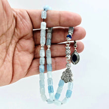 Lade das Bild in den Galerie-Viewer, Tesbih Tespih AQUAMARIN Echter Stein Rosary Prayerbeads Kapsül Subha Tasbih Misbaha Gebeteskette
