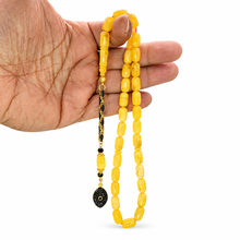 Lade das Bild in den Galerie-Viewer, Tesbih Tespih Echter Bernstein Tesbih 21 Gramm DIAMOND-SERIE Püskül aus 925 Echt-Silber, 585 vergoldet – Rosary Prayerbeads Misbah Subha Tasbeh Handmade in Deutschland
