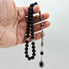Lade das Bild in den Galerie-Viewer, Tesbih Tespih SCHWARZER TURMALIN Echter Stein Rosary Prayerbeads Küre Subha Tasbih Misbaha Gebeteskette
