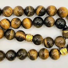 Lade das Bild in den Galerie-Viewer, Tesbih Tespih TIGERAUGE KAPLANGÖZÜ Echter Stein Rosary Prayerbeads Kapsül Subha Tasbih Misbaha Gebeteskette
