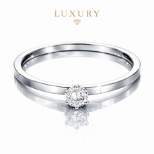 Lade das Bild in den Galerie-Viewer, Diamantring Damen aus ECHTGOLD Weißgold 370 mit echtem Diamanten 0,10 Karat SI – eleganter Solitärring Damenring Verlobungsring
