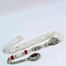 Lade das Bild in den Galerie-Viewer, Tesbih Tespih MONDSTEIN AY TASI Echter Stein Rosary Prayerbeads Kapsül Subha Tasbih Misbaha Gebeteskette
